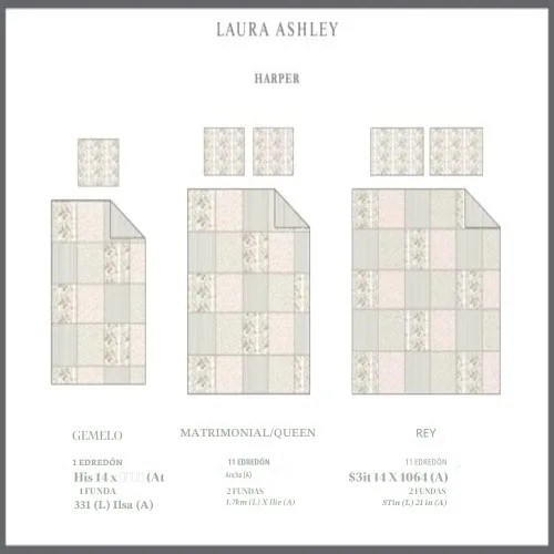 Vista 8 de Laura Ashley - Juego de edredón matrimonial, ropa de cama de algodón reversible con fundas a juego y falda de cama, elegante decoración del hogar
