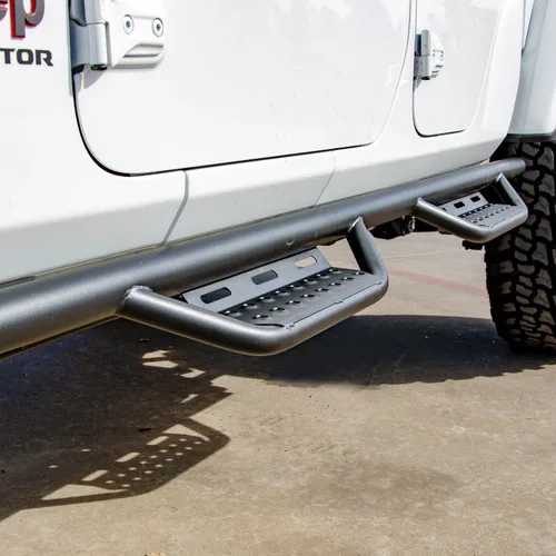 Vista 5 de N-Fab Nerf Steps RS Negro texturizado, rueda a rueda 507416412 Compatible con Jeep Wrangler JK 2007-2018 de 4 puertas, SRW Gas Negro