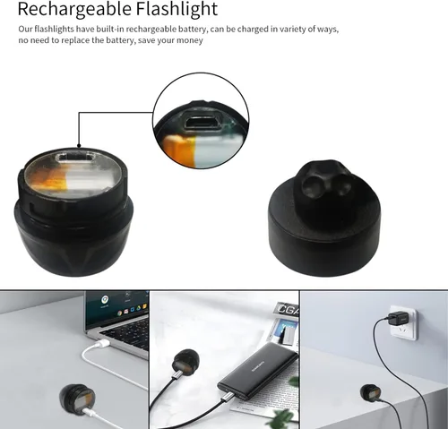 Vista 2 de Vergissm Linternas Recargables, 2 PCs Faro LED, Linternas Impermeables Manos Libres con 3 Modos de Iluminación para Niños y Adultos, Luces Novedosas