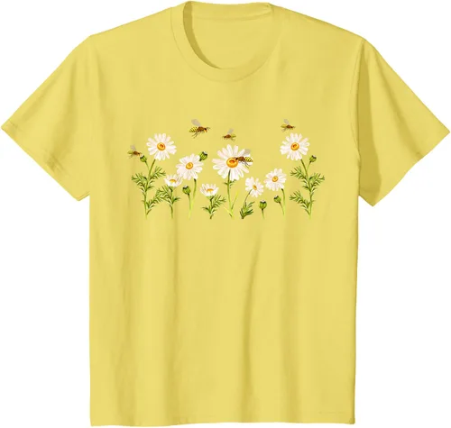 Vista 84 de Marguerites Daisy - Camiseta de verano con margaritas de jardín de flores, Negro, S