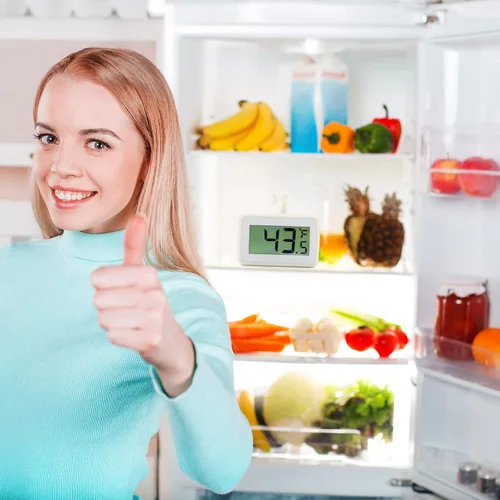 Vista 4 de Paquete de 4 termómetros digitales para refrigerador, termómetro impermeable para congelador, termómetro de alta precisión con gancho para cocina