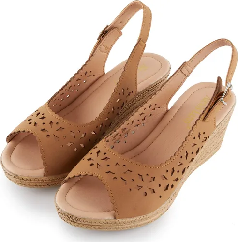 Vista 6 de Alexis Leroy tacón de cuña recortado Vamp Peep Toe Slingback sandalias de mujer