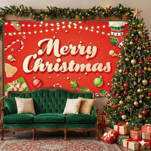 Vista 4 de Cartel grande de Feliz Navidad, 72 x 44 pulgadas, decoraciones de fiesta de Navidad, pancarta de fiesta de Navidad, decoraciones de Navidad