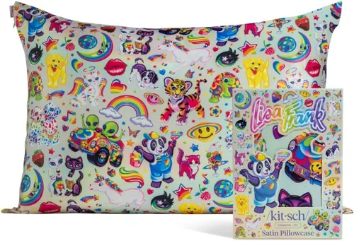 Vista 47 de Lisa Frank x Kitsch - Funda de almohada de satén con cremallera para cabello y piel, más suave que las fundas de almohada de seda, funda de almohada