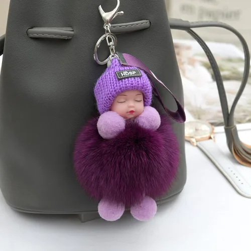 Vista 6 de Llaveros de muñeca mullidos para dormir, gorro de punto, multicolor, accesorios para mujeres y hombres
