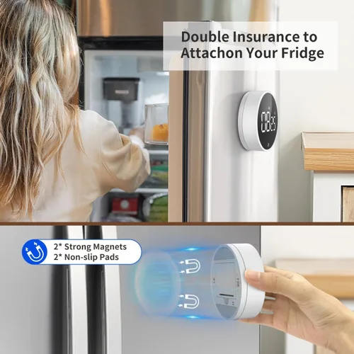 Vista 5 de VOCOO - Temporizador de cocina digital - Temporizador magnético de cuenta regresiva con pantalla LED grande, volumen ajustable, fácil de usar