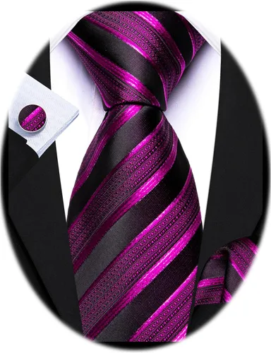 Vista 305 de Barry.Wang Juego de corbatas para hombre, corbata de seda a rayas, tejido a cuadros, gemelos formales, negocios, boda