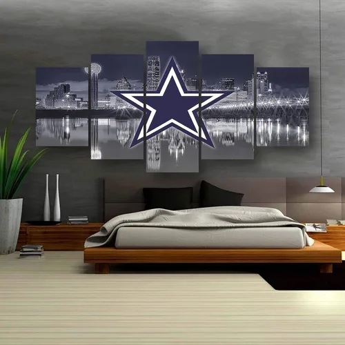 Vista 6 de Póster de fútbol americano de los Dallas City Cowboys, diseño deportivo, lienzo para pared, diseño artístico, decoración del hogar, marco grande