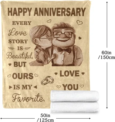 Vista 5 de Manta de aniversario para él y ella, regalo romántico de aniversario de boda, para esposa, marido, el mejor regalo de feliz aniversario