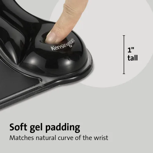 Vista 3 de Kensington Duo Gel Wave Mouse Pad y reposamuñecas (K62413WW) Negro Amortiguación de gel con contorno ondulado, tamaño mediano, base