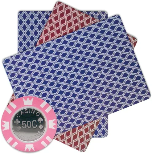 Vista 2 de Brybelly Fichas de póquer con incrustaciones de monedas, compuesto de arcilla pesada de 0.53 oz, paquete de 50