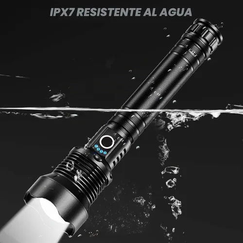 Vista 5 de Linternas recargables de 99,000 lúmenes, linterna LED súper brillante, altos lúmenes con cable USB, 5 modos, linterna impermeable, potente luz