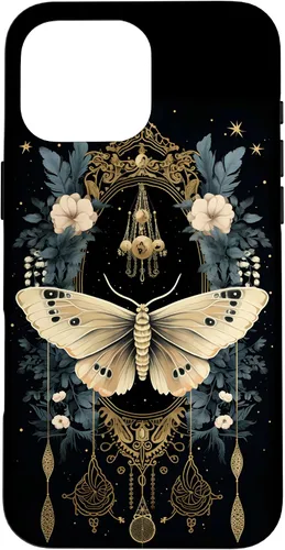 Vista 19 de iPhone 16 Celestial Moth Witchy Butterfly Botanical Moon Boho Flowers Case