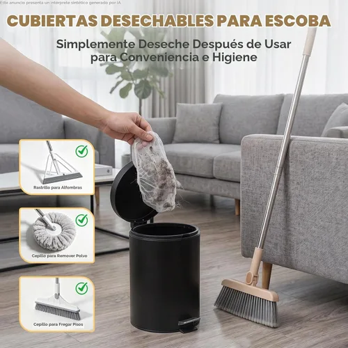 Vista 2 de Cubiertas desechables para escobas, toallitas no tejidas con banda elástica