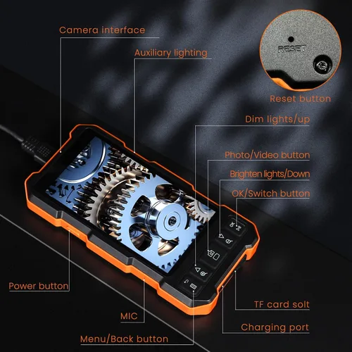 Vista 8 de Epicmate Cámara de Inspección de Alcantarillado con Triple Lente - Cámara Serpiente con Luz 16.5 pies, Endoscopio con Pantalla IPS de 5" con Luces