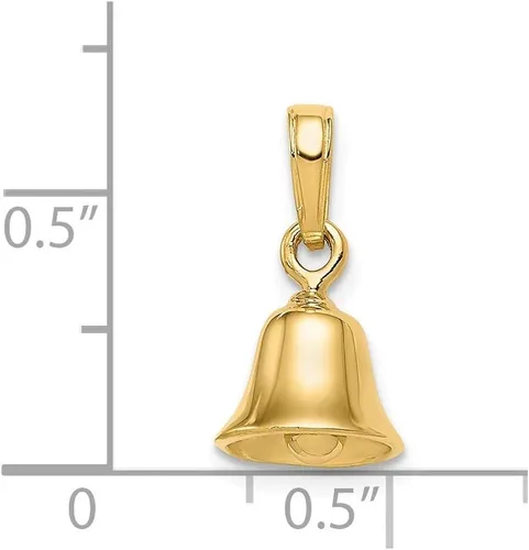 Vista 2 de Colgante de campana móvil 3D de oro amarillo macizo de 14 k (0.630 in x 0.354 in), Oro amarillo