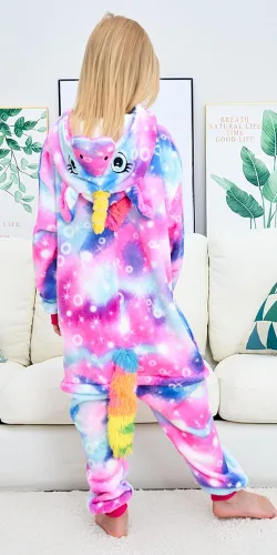 Vista 7 de UDERUI Pijama de unicornio para niños, disfraz de cosplay de una sola pieza, ropa de fiesta de animales, para niñas y niños