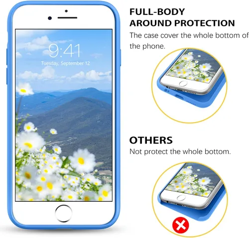 Vista 5 de GUAGUA Funda compatible con iPhone 6s, iPhone 6, silicona líquida, gel suave, goma delgada, ligera, forro de microfibra, con textura, a prueba