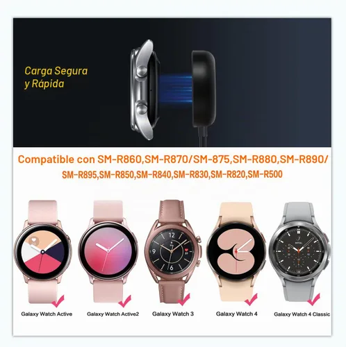 Vista 2 de 1 Pack Compatible con Cargador de Samsung Watch, Cable de Carga para Galaxy Watch 7/6/5/4 Dock USB de Reemplazo para Samsung Galaxy Watch 7/6/6