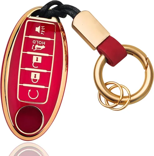 Vista 9 de OLLEN Funda para llavero de TPU de 4 botones con anillo sin tornillos, apta para Nissan Altima Sentra Maxima Murano Rogue Armada Pathfinder, funda
