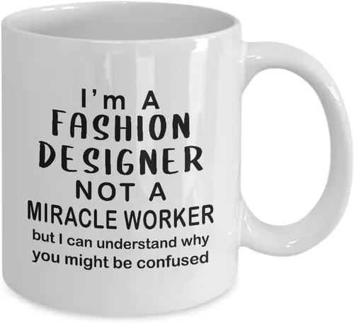 Vista 2 de Im a Fashion Designer Taza de café taza de té – Miracle Worker – Regalos de agradecimiento para artistas textiles, diseño de ropa, estilista