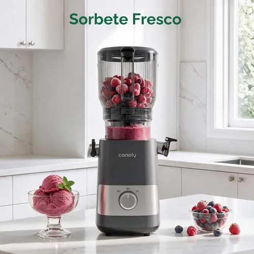 Vista 7 de Canoly 3-in-1 Cold Press Juicer C07, Makes Juice & Sorbet & Nut Milk Titanium Gray