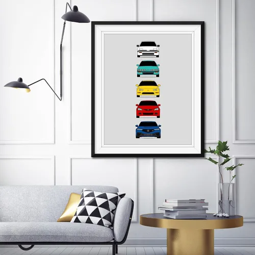 Vista 3 de Custom Car Posters Póster hecho a mano compatible con Acura Integra Evolution Generations e impresión de Acura Integra, multicolor, 8 x 10 pulgadas