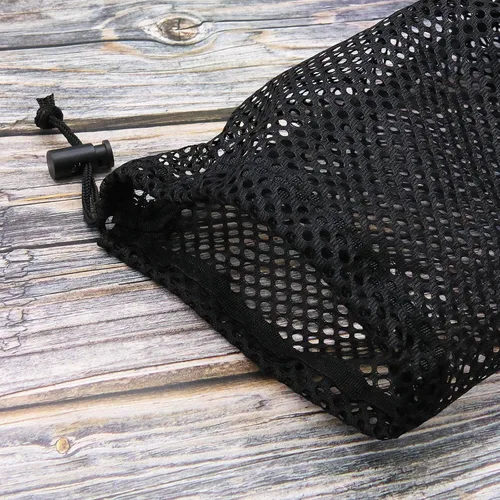 Vista 5 de SING F LTD Bolsa de almacenamiento para pelotas de golf, bolsa de malla de nailon para 48-56 pelotas - Cierre de cordón - Negro