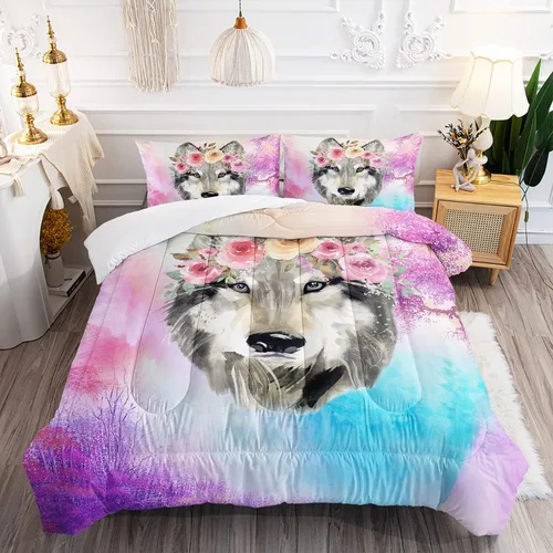 Vista 18 de Juego de edredón de mariposa tamaño individual para niñas, niños y adultos, juego de ropa de cama con patrón de flores de lavanda, juego de cama