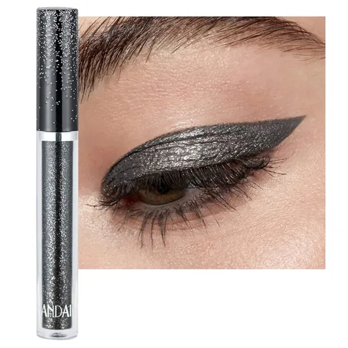 Vista 9 de Sombras de ojos con purpurina, sombras de ojos líquidas, metales de larga duración, plata brillante, dorado, sombras de ojos coloridas con purpurina
