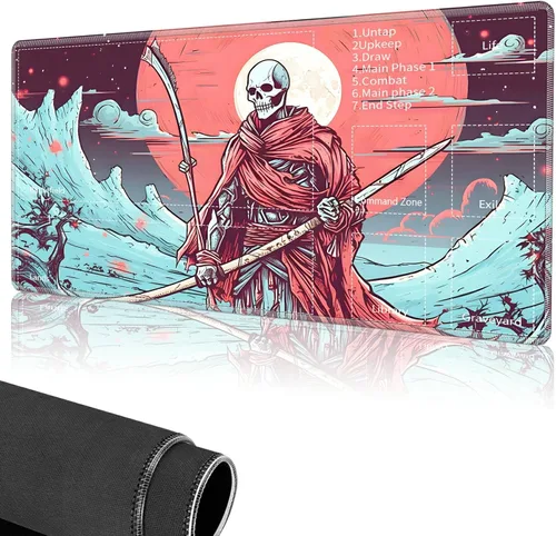 Vista 14 de Tapete de juego para MTG, tapete de juego de cartas cosido con zona mágica para juegos de cartas MTG, (17.4 x 13.8 pulgadas), tapete de juego