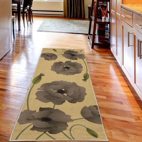 Vista 3 de Ambesonne Alfombra decorativa floral, flores de amapola, pétalos vivos, brotes de pureza pastoral, diseño de madre tierra, naturaleza, alfombra
