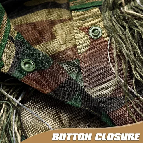 Vista 5 de DoCred Traje Ghillie 5 en 1, ropa de caza de camuflaje 3D con chaqueta, pantalones, capucha, bolsa de transporte para adultos/jóvenes, S/M/L/XL/XXL