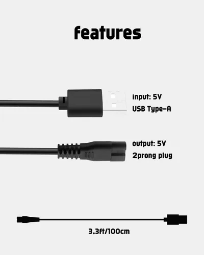 Vista 4 de uijino HOLDOG - Cargador para cortapelos para perros HOLDOG B8 3.3ft USB Charging Cable, Certified by FCC CE RoHS, Fast Charging, Portable &