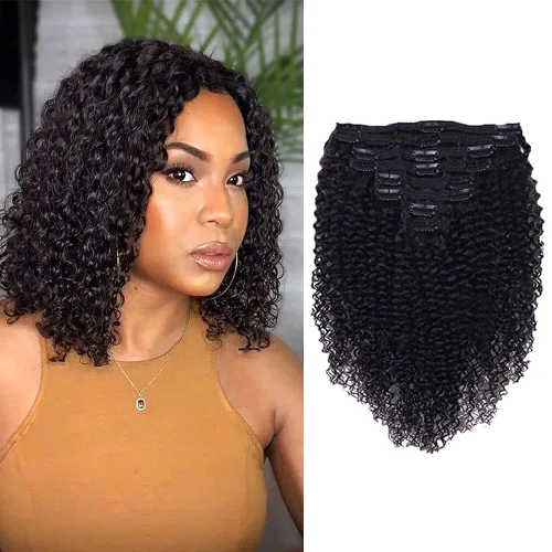Vista 13 de Extensiones de cabello humano real rizado con clip, balayage, color marrón chocolate a rubio caramelo, 8 piezas con 18 clips, 4.23 oz/juego