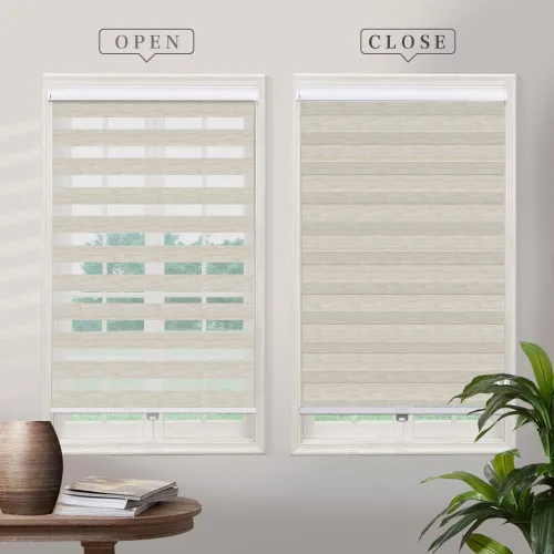 Vista 11 de Persianas de cebra sin cordones para ventanas, persianas personalizadas de doble capa con cenefa, persianas de día y noche para el hogar, puertas