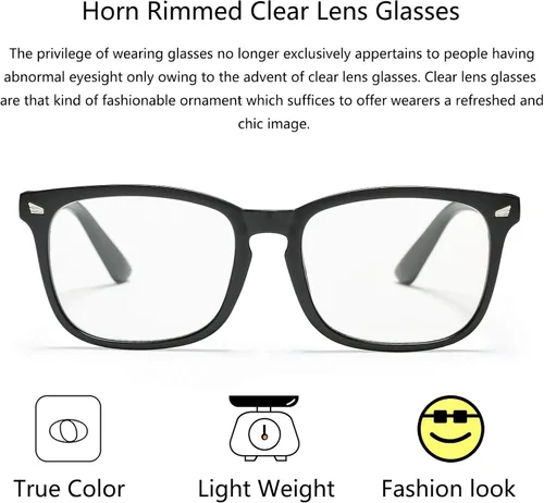 Vista 2 de DeBuff Square Clear Lens Gafas Nerd Mujeres Mens sin receta Gafas Marcos