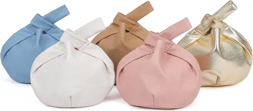 Vista 9 de Bolsa pequeña para mujer, de piel suave, con asa superior, bolsa de nudo, monederos y bolsos