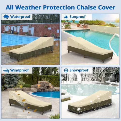 Vista 8 de SunPatio Funda para tumbona impermeable al aire libre, 80 pulgadas de largo Beige y Oliva
