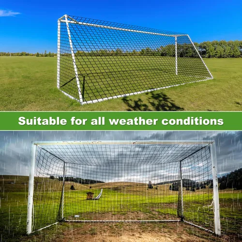 Vista 5 de Red de fútbol de nailon resistente, barrera deportiva fácil de instalar con cuerda y hebillas, 10 pies/15 pies/20 pies/30 pies/40 pies
