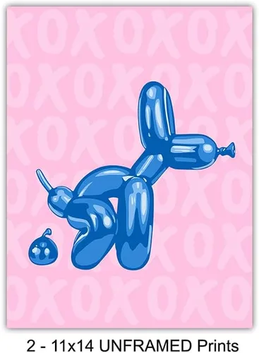 Vista 4 de Bonito Juego de Baño Rosa Azul 11x14 - Arte de Pared de Baño Funky Indie Moderno Preppy Divertido Decoraciones - Decoración de Baño Pequeño Estética