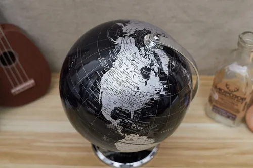 Vista 7 de ANNOVA Globo metálico negro – Decoración de escritorio educativa/geográfica/moderna – Arco y base de acero inoxidable/mundo de la Tierra – negro