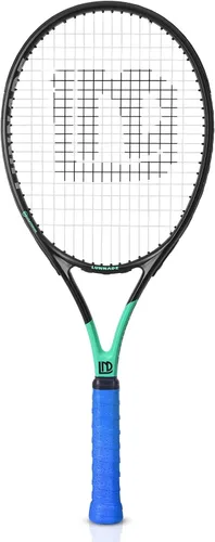 Vista 8 de Raqueta de tenis para adultos de 27 pulgadas, raqueta de tenis de fibra de carbono a prueba de golpes, ligera, pre-cordada y con empuñadura