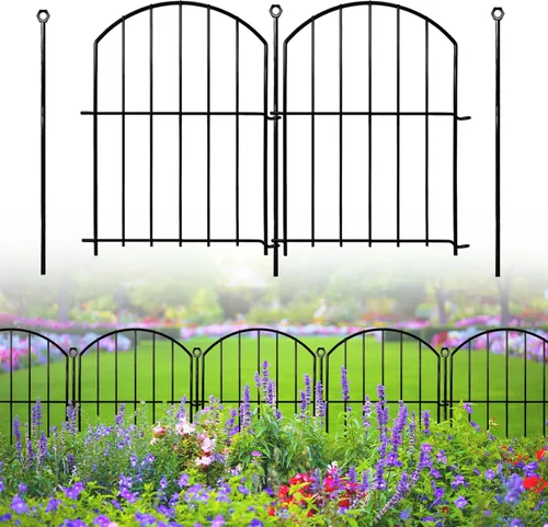 Vista 10 de Valla Decorativa de Jardín 24 pulgadas (Alto) x 10 pies (Largo), Paquete de 5 Valla Sin Excavación Barrera para Animales para Perro con Cerradura