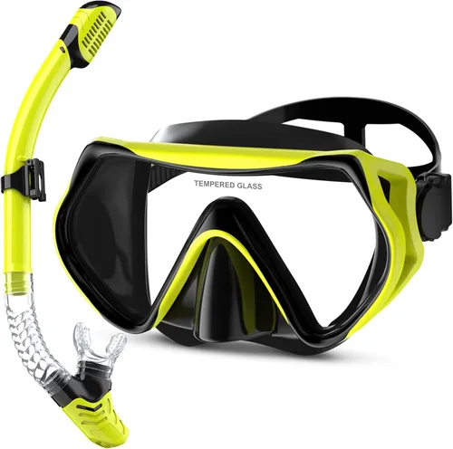 Vista 22 de Snorkeling Gear, Dry Snorkel Set180° Panoramic Wide View,Anti-Fog Scuba Diving Mask, Professional Snorkeling Gear for Free Breathing, Swimming