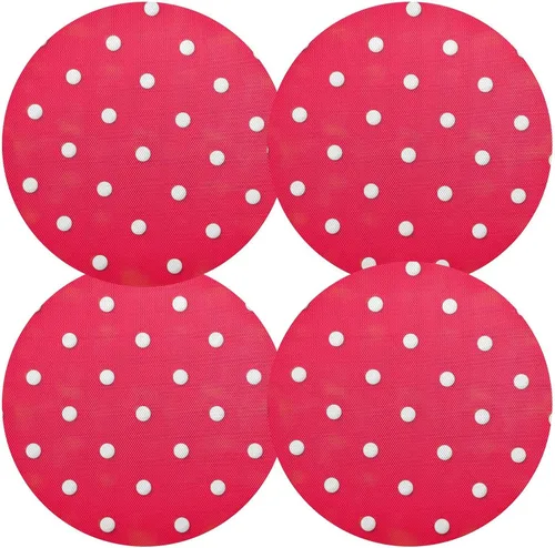 Vista 2 de White Polka Dot Red Dinner Table Placemats, Heat Resistant Non Slip Washable Table Placemats for Kitchen one sizex1