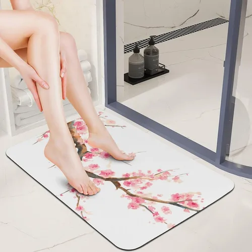 Vista 2 de Tapete de barro de diatomea de alta calidad, suave, súper absorbente con parte inferior antideslizante para baño, tocador, habitación de invitados