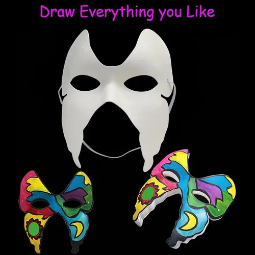 Vista 2 de Qavctw DIY White Masks Paper Cosplay Christmas Party Mask Unpainted Plain Craft Masquerade Masks