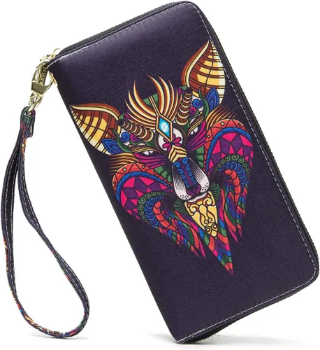 Vista 62 de Cartera de mano para mujer, estilo bohemio, con RFID, elegante, espaciosa con correa para viajes, capacidad para tarjetas, teléfono, dinero