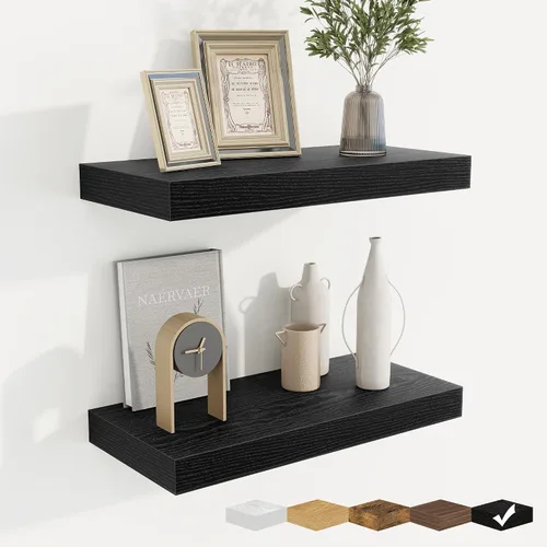 Vista 33 de fuqing Estantes flotantes para pared, estante flotante de madera montado en la pared con soportes invisibles para sala de estar, baño, dormitorio